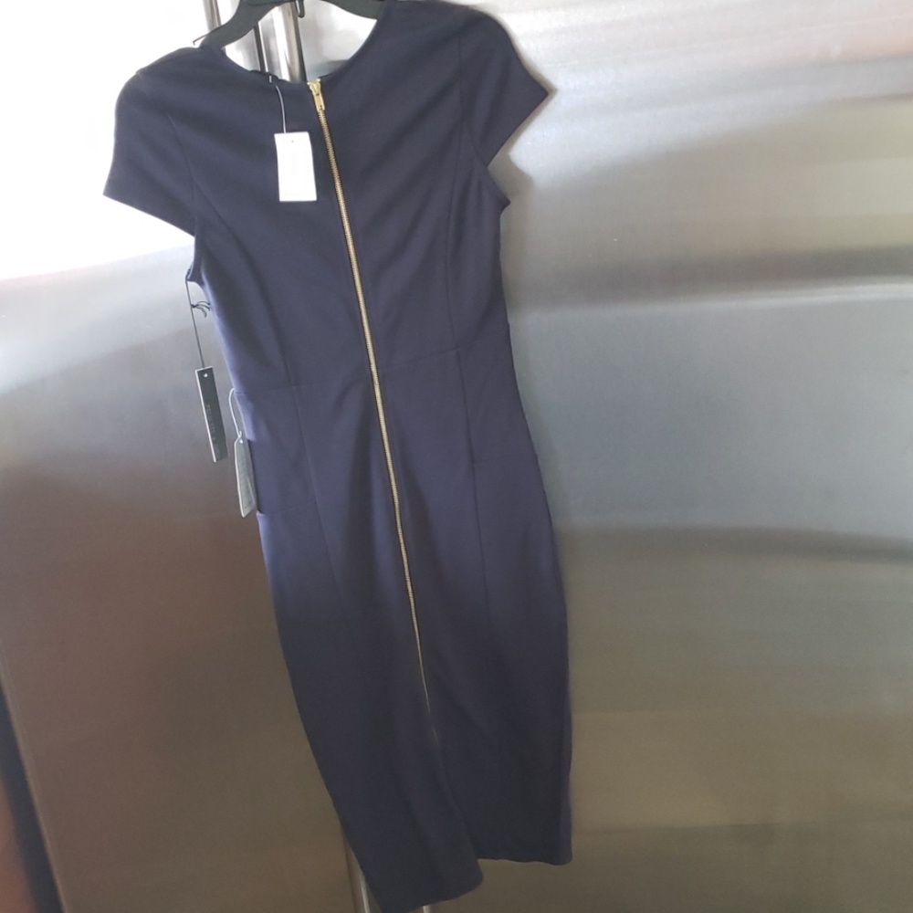 Sleek Dark Blue Super Sexy Sheath Dress